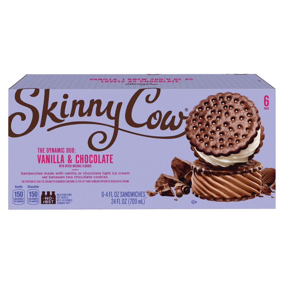 Skinny Cow Vanilla & Chocolate Ice Cream Sandwich 6 ct