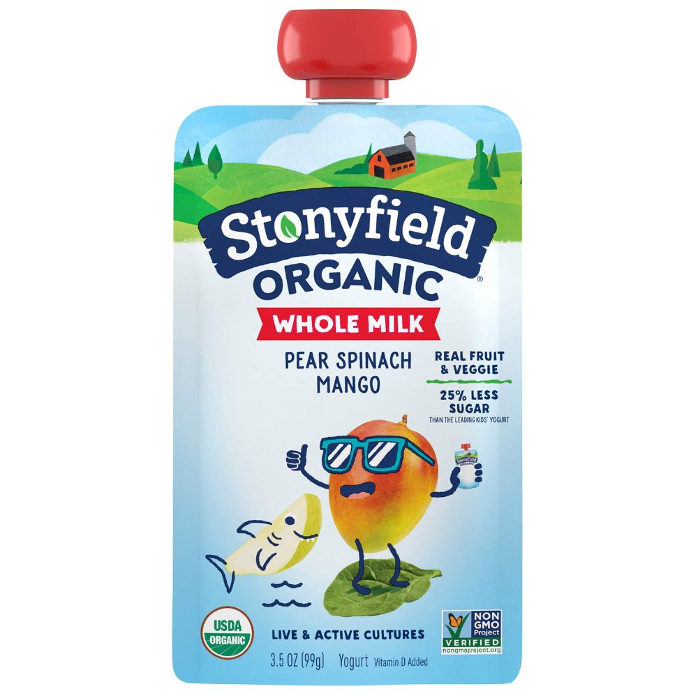 Stonyfield Organic Whole Milk Pear Spinach Mango Yogurt 3.5 oz