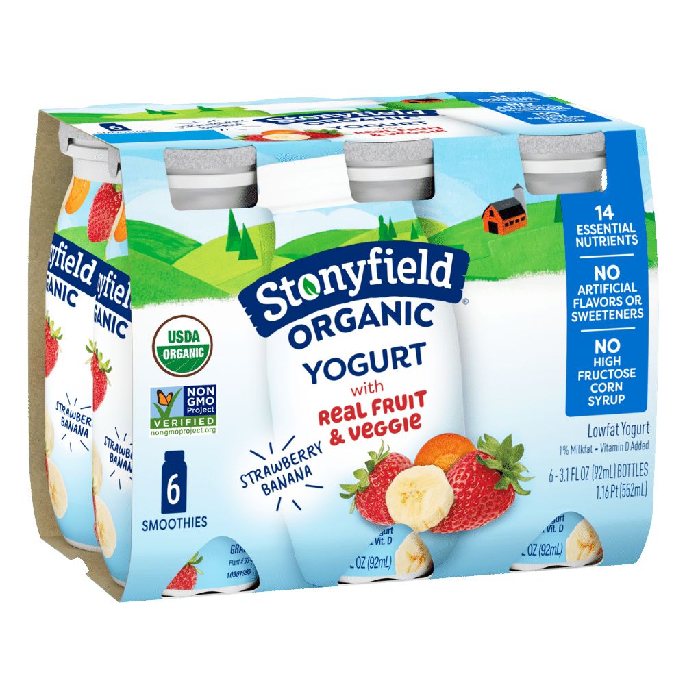 Stonyfield Organic Kids' Strawberry Banana Yogurt Smoothies 6 ct