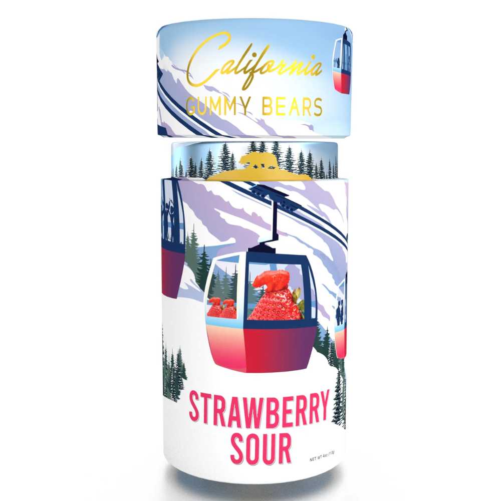 California Gummy Holiday Edition Sour Strawberry Gummy Bears 4 oz