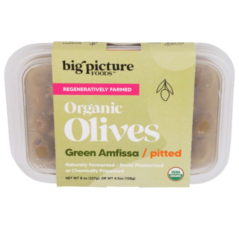 Big Picture Foods Organic Olives Green Amfissa/Pitted 8 oz