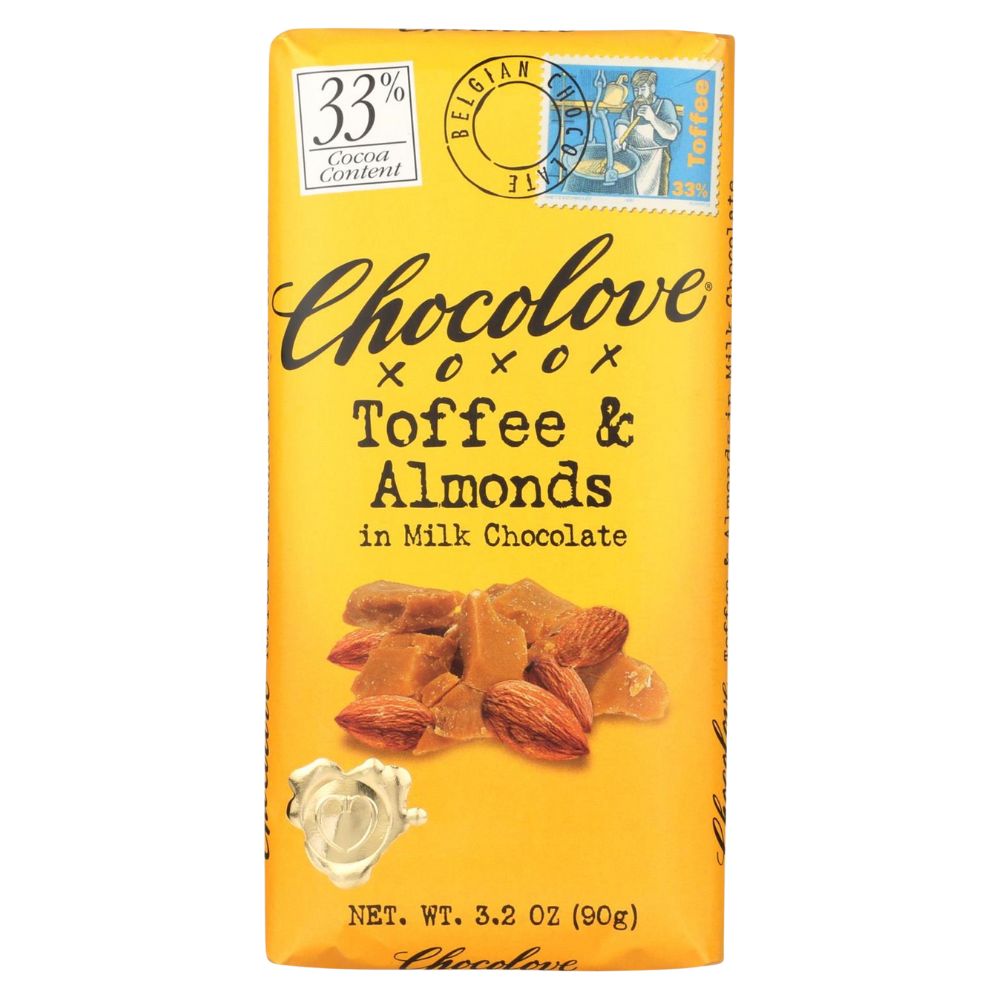 Chocolove Toffee & Almonds in Milk Chocolate Bar 3.2 oz