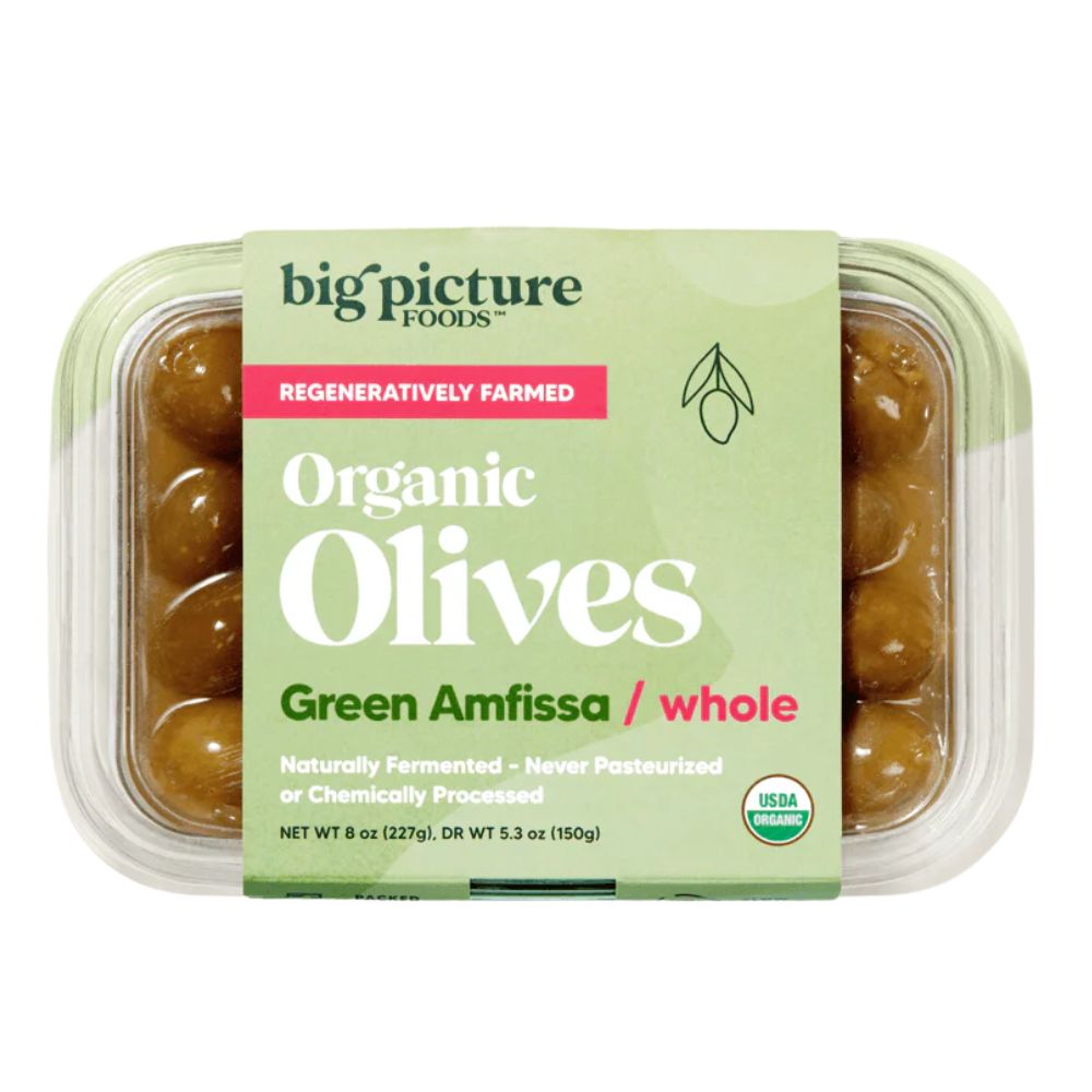 Big Picture Foods Organic Olives Whole Green Amfissa 8 oz