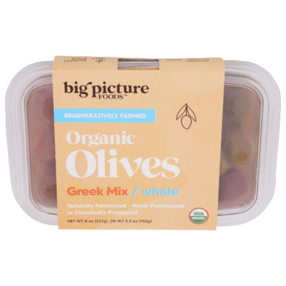Big Picture Foods Organic Olives Whole Greek Mix 8 oz