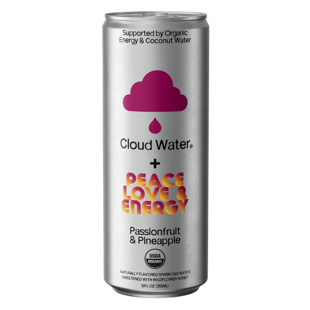 Cloud Water Peace Love & Energy Passionfruit and Pineapple  Sparkling Water 12 oz