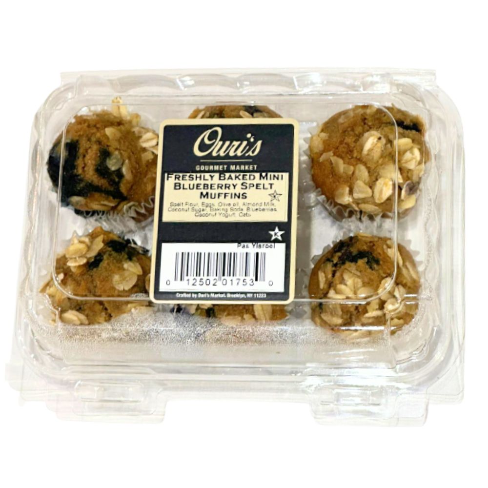 Ouri's Freshly Baked Mini Blueberry Spelt Muffins 6 Ct