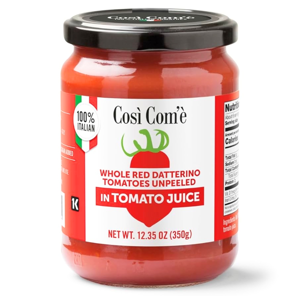 Cosi Come Whole Peeled Red Datterino Tomatoes in Tomato Juice 12.35 oz