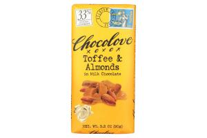 Chocolove Toffee & Almonds in Milk Chocolate Bar 3.2 oz
