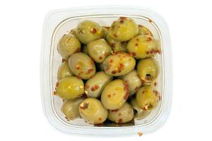 Ouri's Hot Pitted Green Olives 16 oz